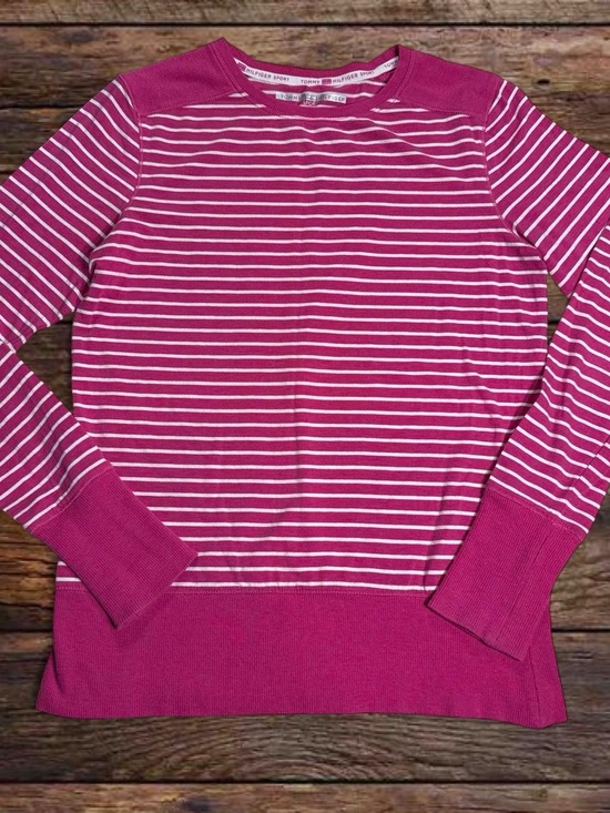 Tommy Hilfiger Tops - Tommy Hilfiger Magenta & White Striped Long Sleeve Tee